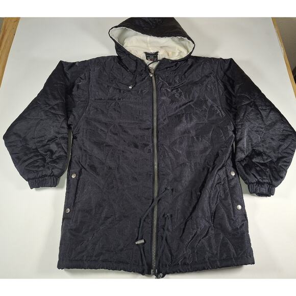 VINTAGE 90s ADIDAS NYLON EMBROIDERED LOGO PUFFER JACKET BLACK SIZE Small - Picture 1 of 11